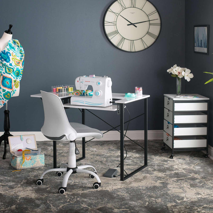Folding Back Task Chair White / Grey