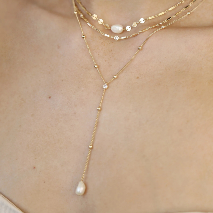 Forever Falling Pearl Lariat - Madison's Niche