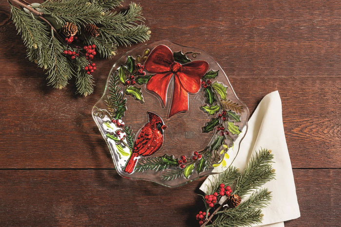 Fused Glass Wreath Plate