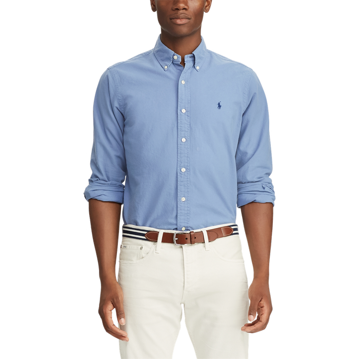 Garment-Dyed Oxford Shirt in Bastille Blue - Madison's Niche