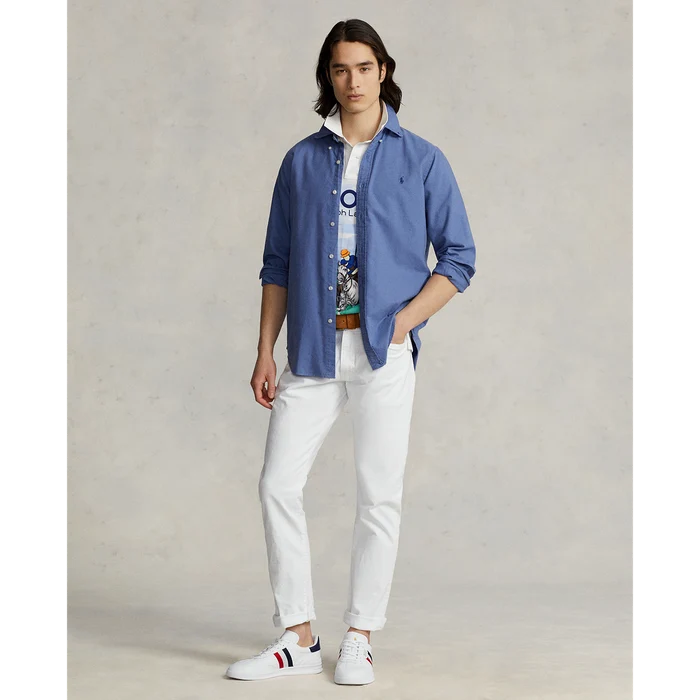 Garment-Dyed Oxford Shirt in Bastille Blue - Madison's Niche
