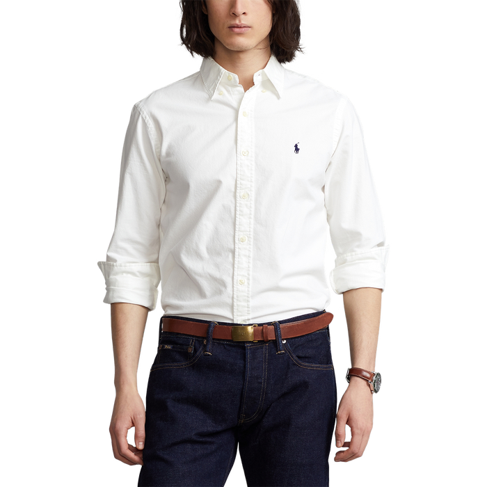 Garment-Dyed Oxford Shirt in White - Madison's Niche