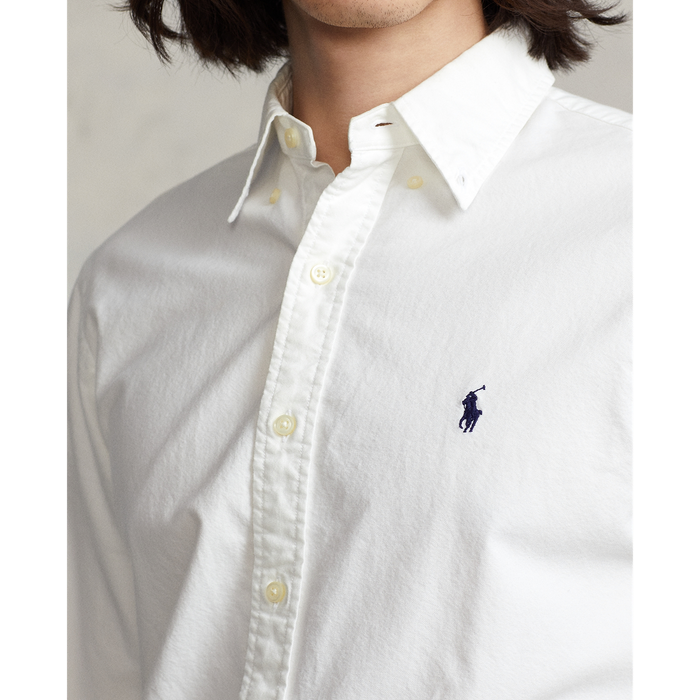 Garment-Dyed Oxford Shirt in White - Madison's Niche