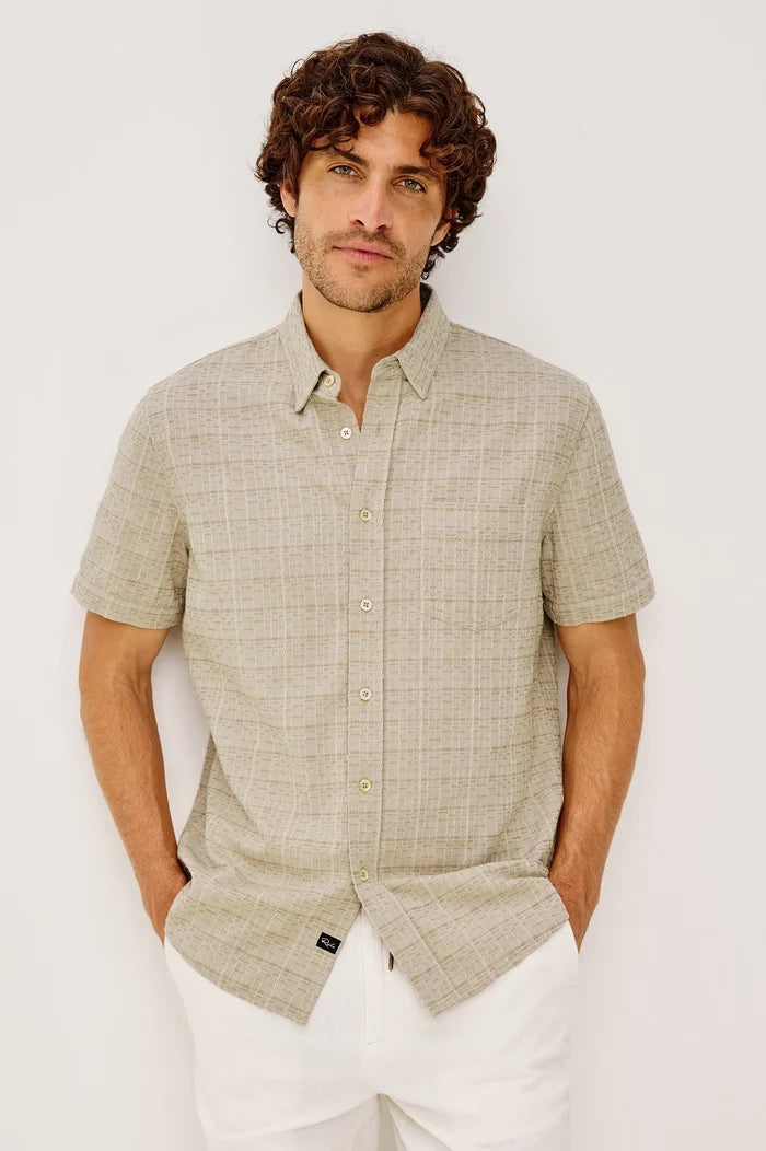 Gavin Button Down in Taupe Cream - Madison's Niche
