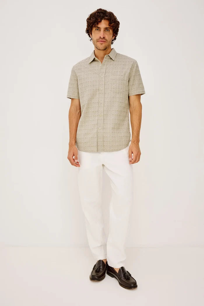 Gavin Button Down in Taupe Cream - Madison's Niche