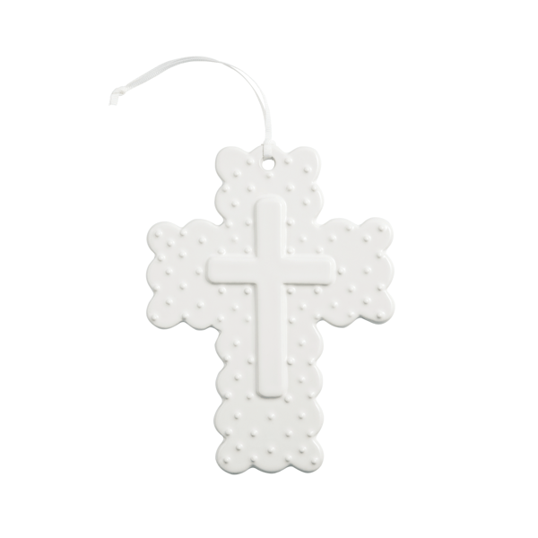 Gingham Ceramic Cross - Madison's Niche
