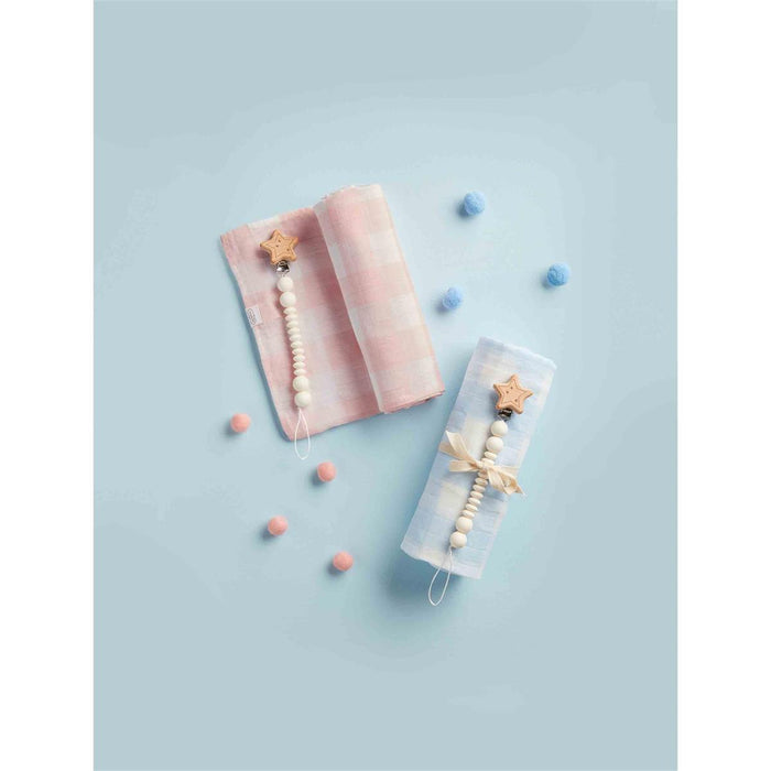 Gingham Swaddle & Pacifier Clip Set - Madison's Niche
