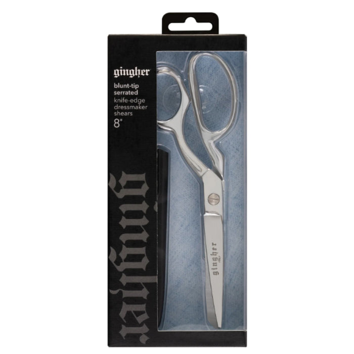 Gingher 8in Serrated/Knife Edge Dressmakers Shears Blunt Tip