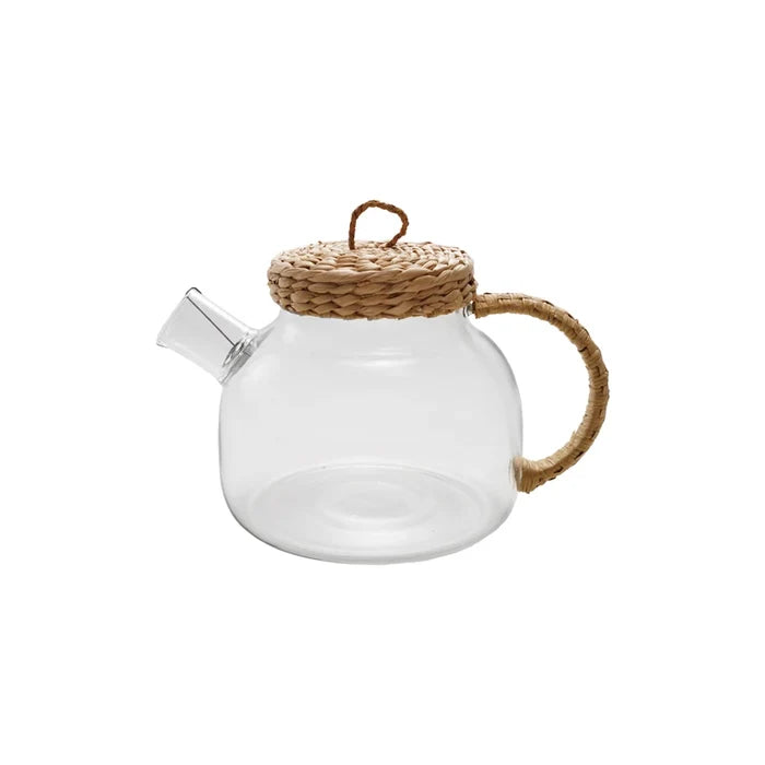 Glass Teapot with Woven Lid - Madison's Niche