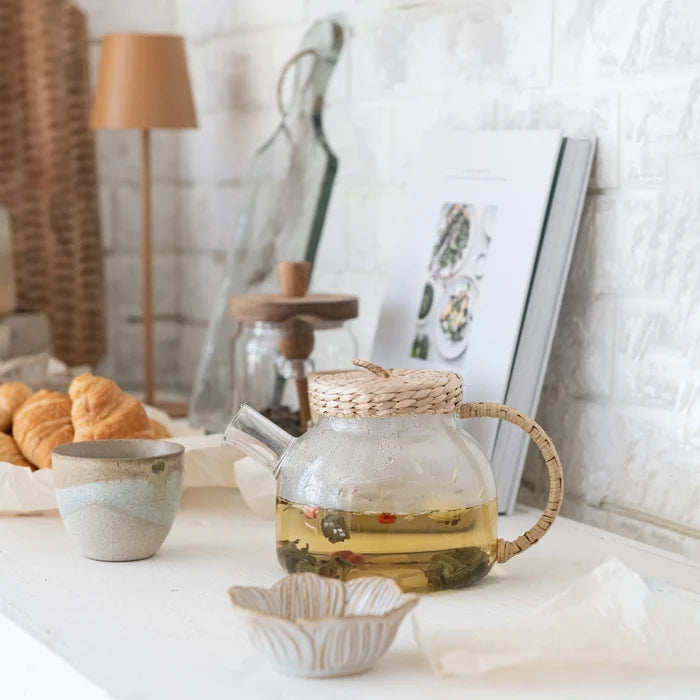 Glass Teapot with Woven Lid - Madison's Niche