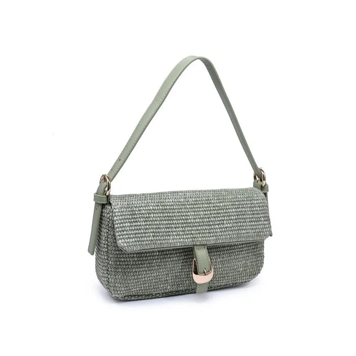 Gloria Straw Crossbody in Sage - Madison's Niche