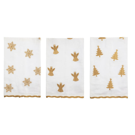 Gold Christmas Embroidery Towel