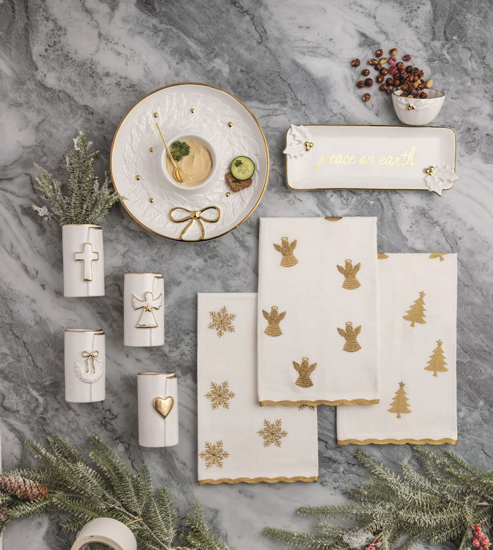 Gold Christmas Embroidery Towel