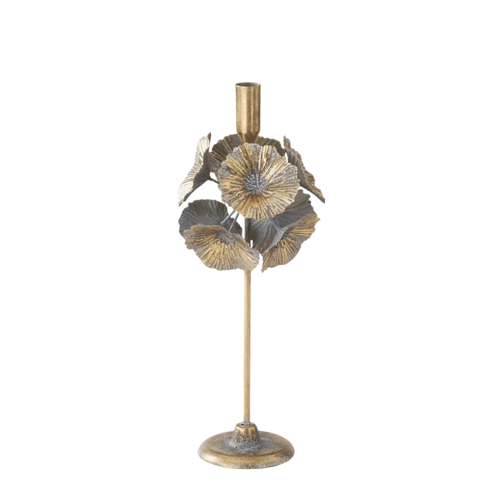 Gold Floral Taper Holder - Madison's Niche