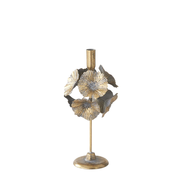 Gold Floral Taper Holder - Madison's Niche