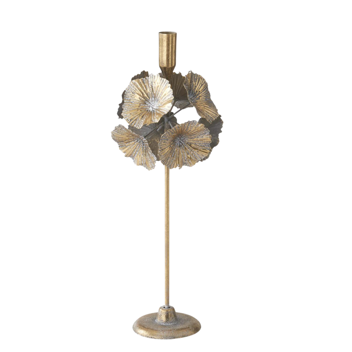 Gold Floral Taper Holder - Madison's Niche