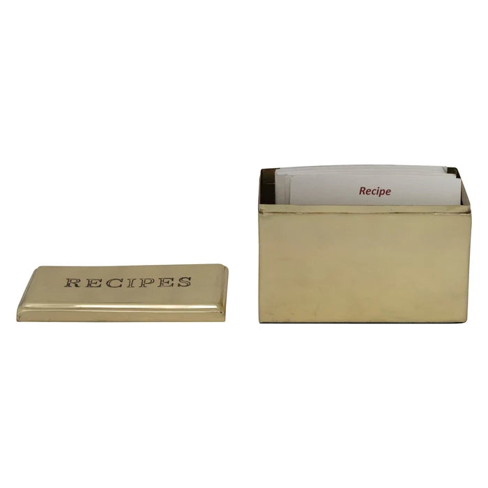 Gold Recipe Box with Cards - Madison's Niche