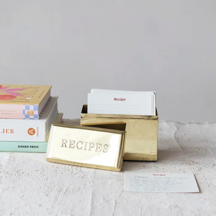 Gold Recipe Box with Cards - Madison's Niche