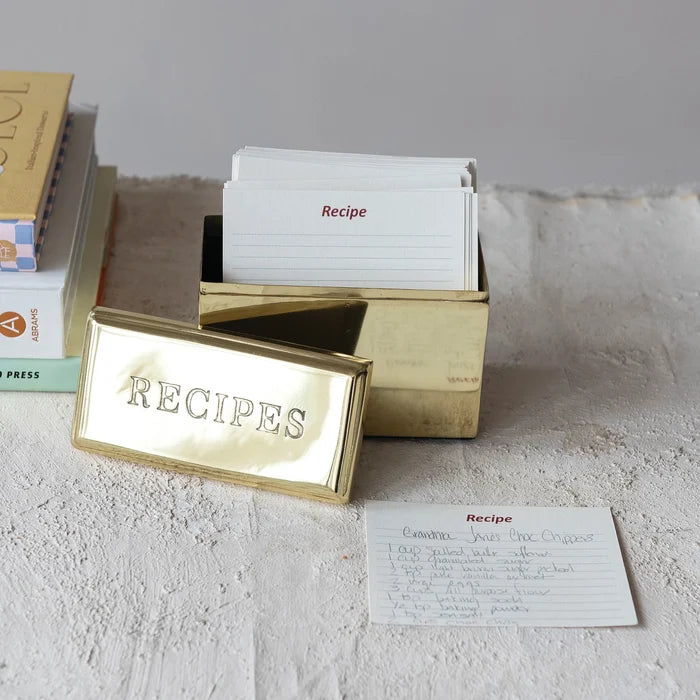 Gold Recipe Box with Cards - Madison's Niche