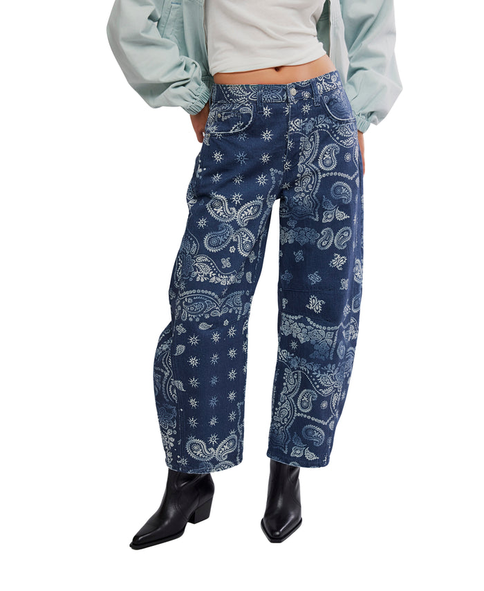 Good Luck Printed Barrel in Navy - Madison's Niche