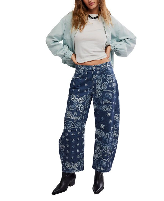Good Luck Printed Barrel in Navy - Madison's Niche