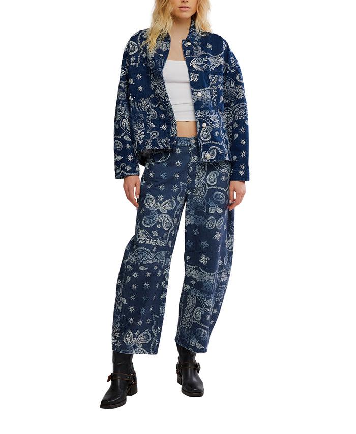 Good Luck Printed Barrel in Navy - Madison's Niche