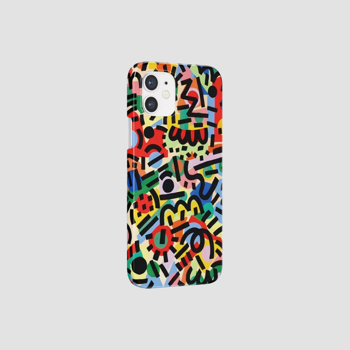 Front view of Graffiti Line Case. Features raw urban line-art motif on a flexible durable silicone frame.
