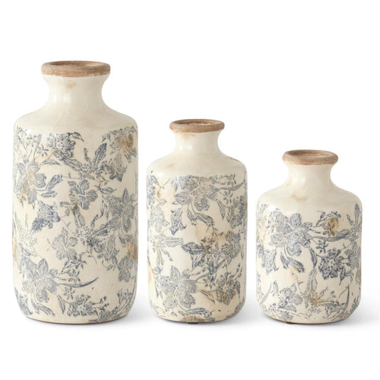 Gray Floral Vase - Madison's Niche