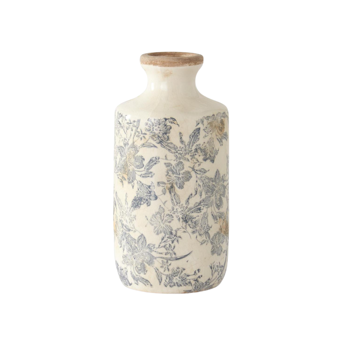 Gray Floral Vase - Madison's Niche