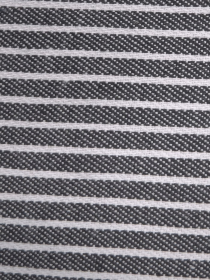Gray with Natural Stripe Cotton Stretch Denim Fabric