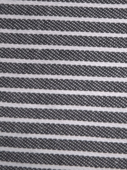 Gray with Natural Stripe Cotton Stretch Denim Fabric