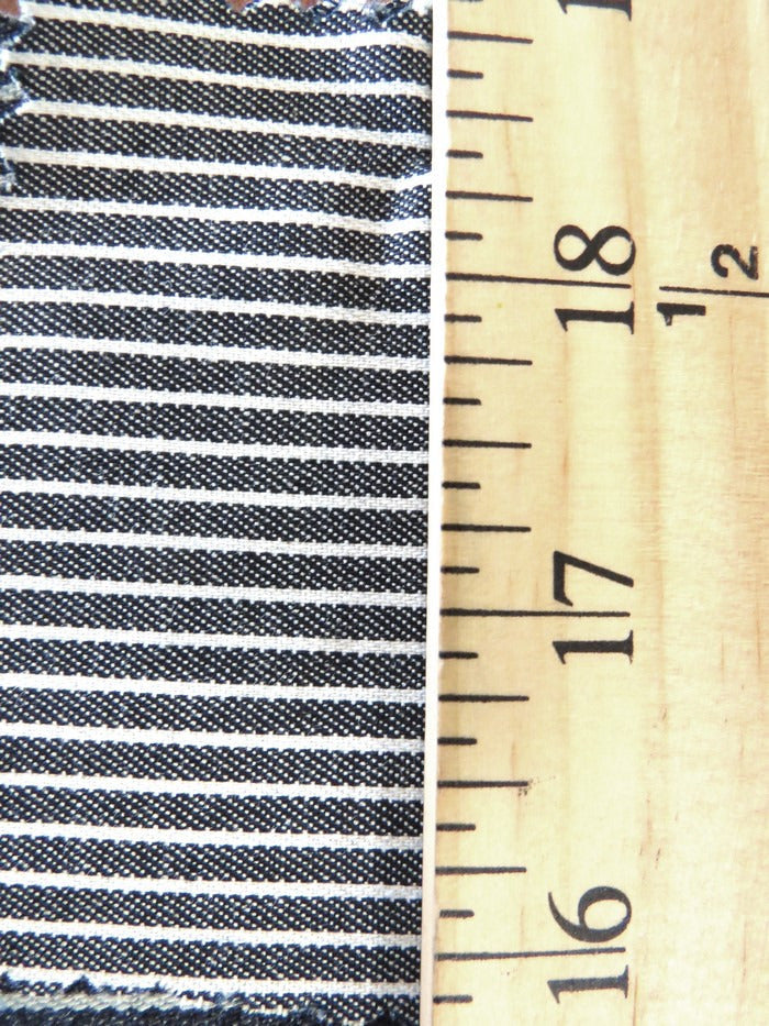 Gray with Natural Stripe Cotton Stretch Denim Fabric