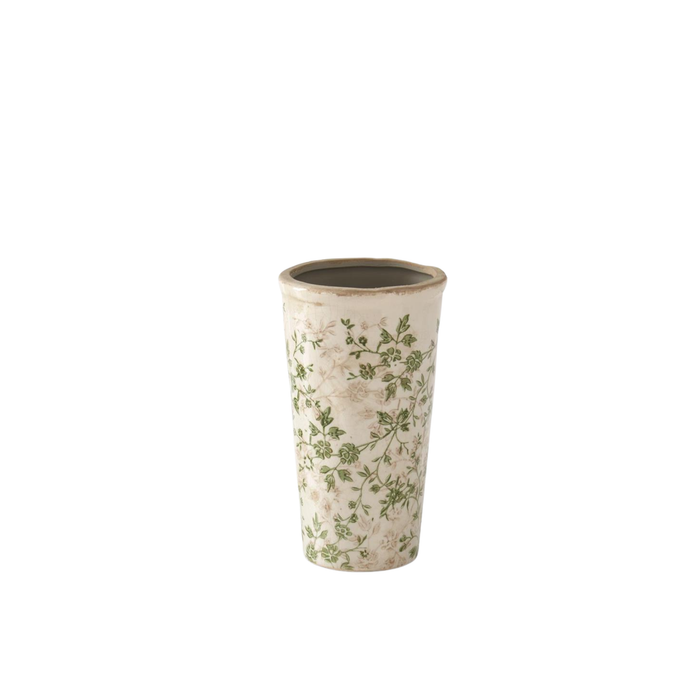 Green Floral Tall Pot - Madison's Niche