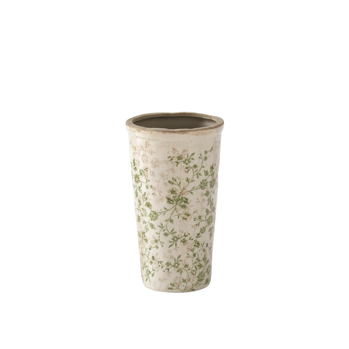 Green Floral Tall Pot - Madison's Niche