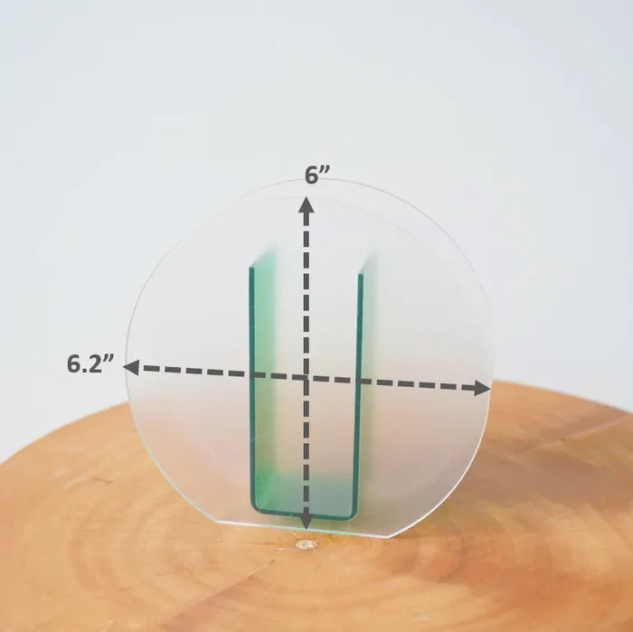 Detailed Dimensions of Green Frosted Vase.
