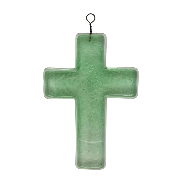 Green Glass Cross - Madison's Niche