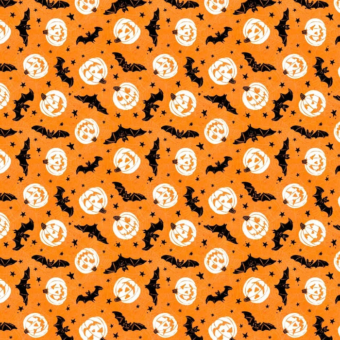 Halloween Bats and Pumpkins on Orange