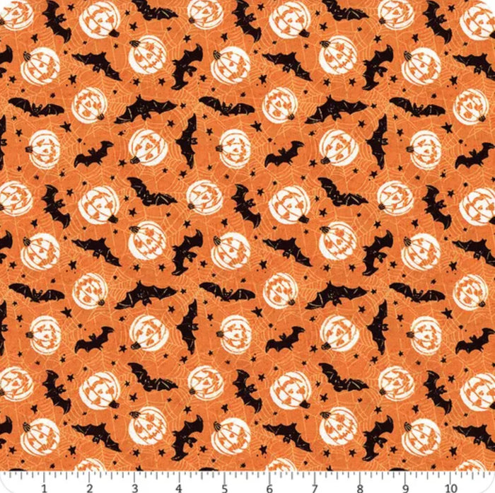 Halloween Bats and Pumpkins on Orange