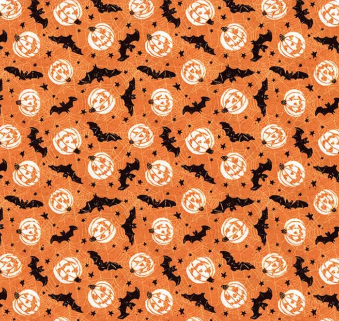 Halloween Bats and Pumpkins on Orange