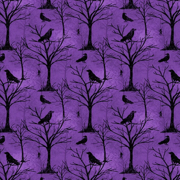 Halloween Crows on Dead Trees on Purple
