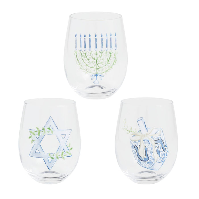 Hanukkah Wine Glass