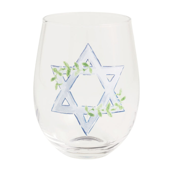 Hanukkah Wine Glass