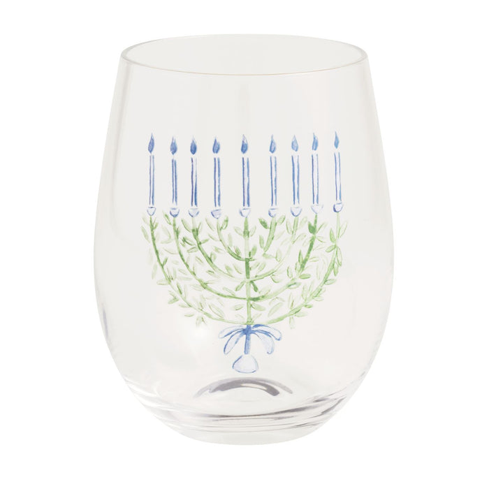 Hanukkah Wine Glass