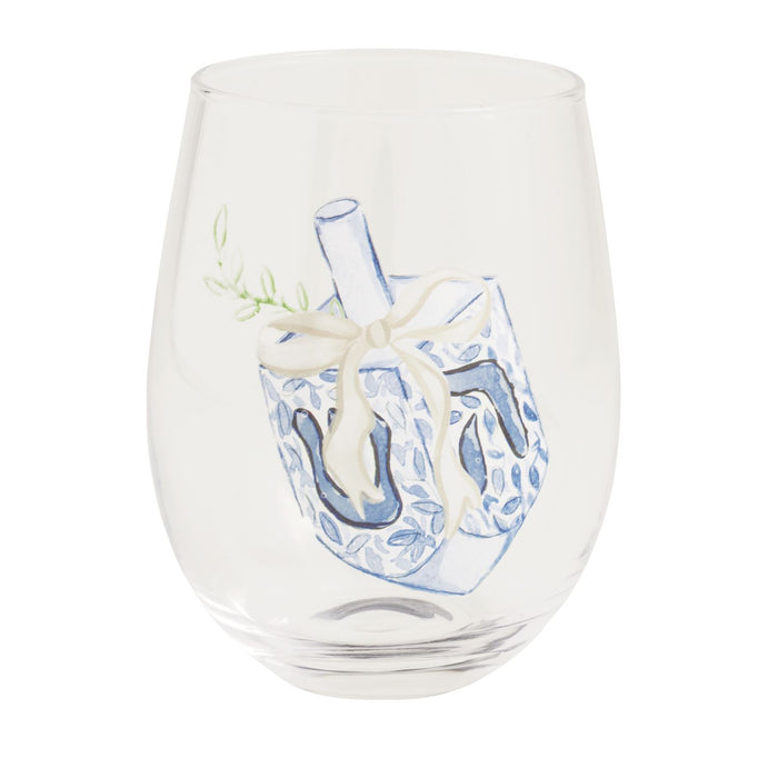 Hanukkah Wine Glass