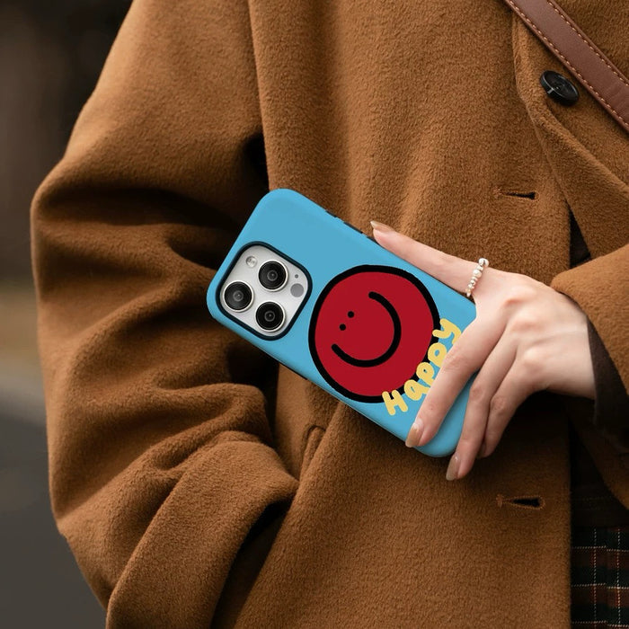Side detail of blue protective silicone case, highlighting precise camera cutouts and anti-scratch features.