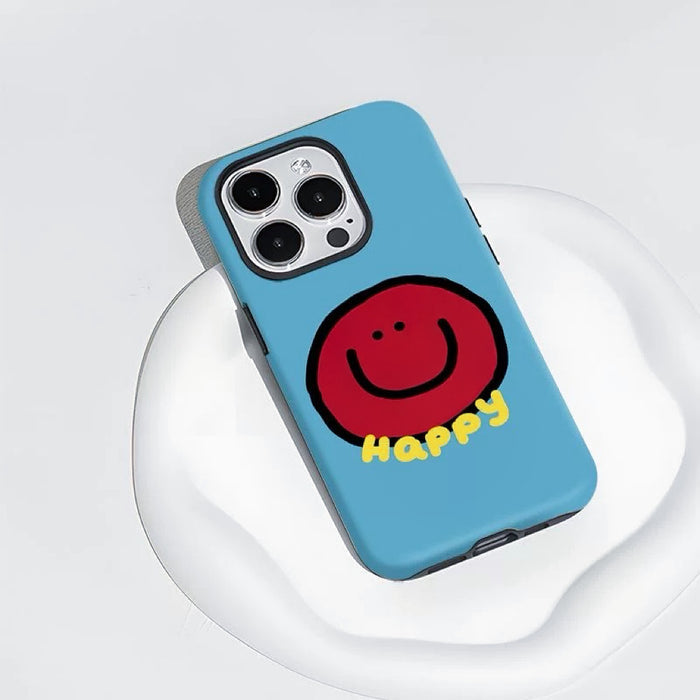 Top view of happy smile silicone case on white surface. Modern minimalist design perfect for gift-giving.