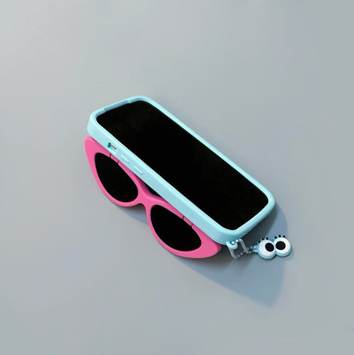 Front view of Happy Time Case. Multi-tonal graphic collage on a flexible, high-quality silicone base.