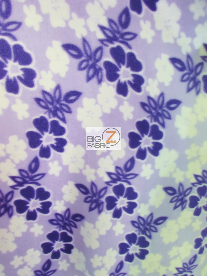 Hawaiian Nights Floral Lavender Fleece Fabric
