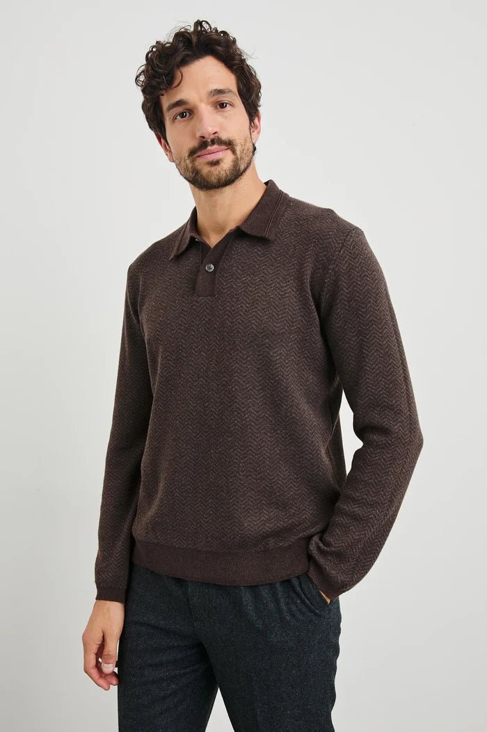 Herrington Polo Sweater in Brown - Madison's Niche