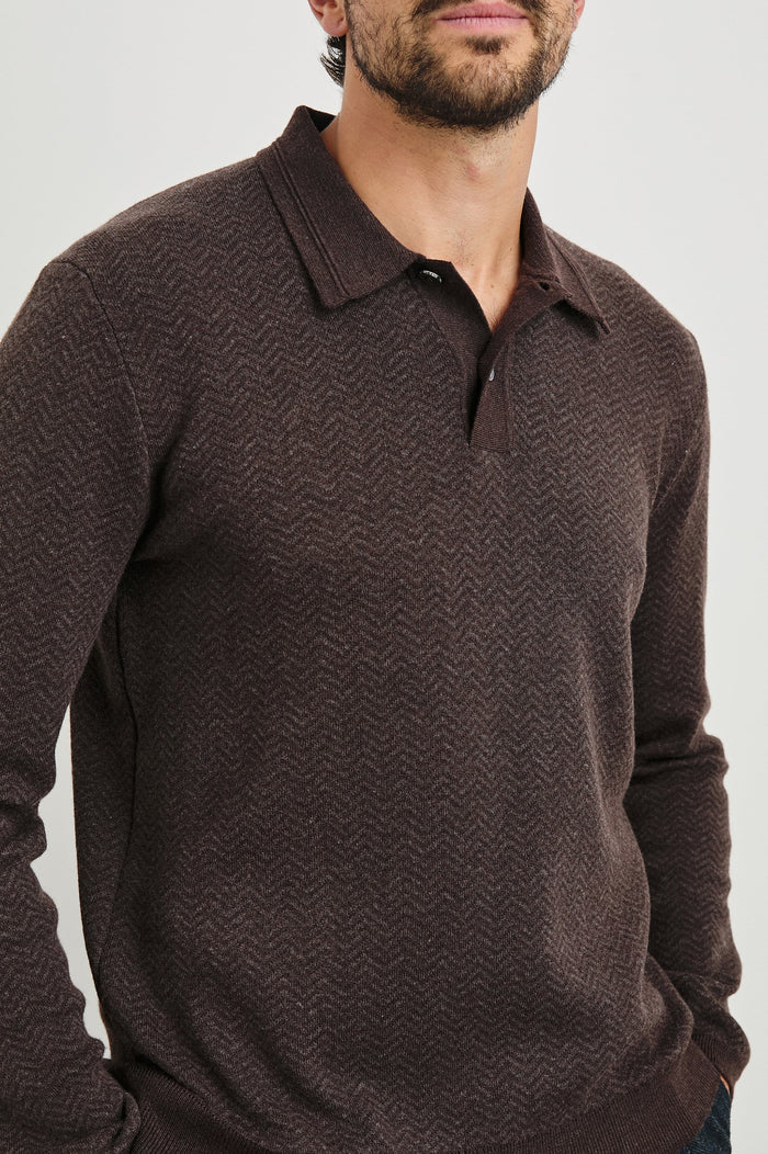 Herrington Polo Sweater in Brown - Madison's Niche